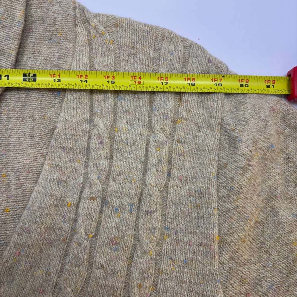 Robert Bruce Vintage Mens Large Shawl Collar Cable Knit Cardigan Sweater Tan USA - Picture 8 of 11